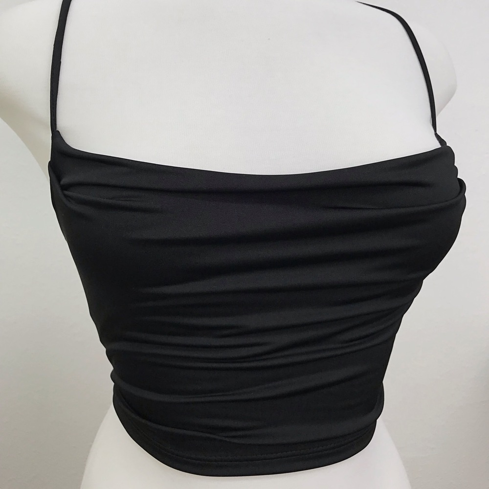 Black lacy crop top